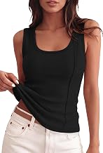 Tank Tops for Women Summer Sleeveless Tops Ribbed Slim Fitted Scoop Neck Basic Shirts Fashion Clothing