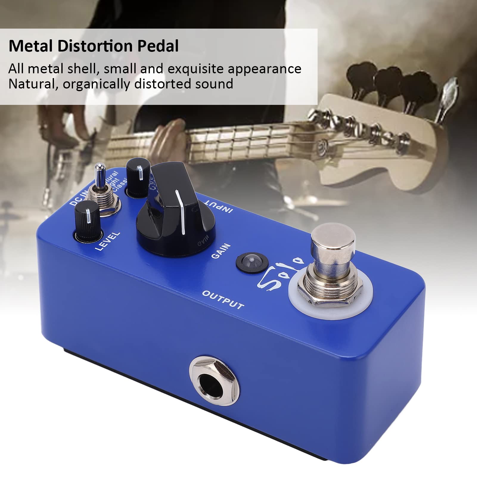 Distortion Pedal Metal Mini Effects High Gain Electric Guitar Effector 3 tryby MDS5 Compact All Metal Shell Niebieskofioletowy dla solistów gitarzystów