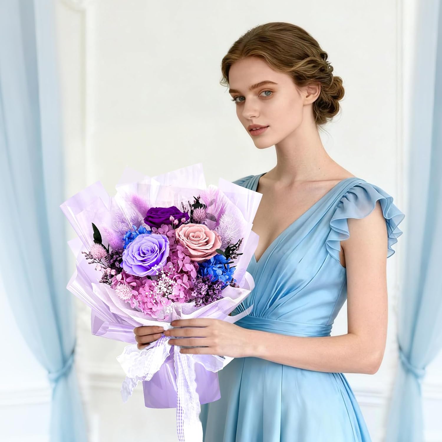 Preserved Flowers Bouquets, Flowers for Delivery, Flowers Christmas Birthday Gifts for Women Mom Grandma Wife Friends, Purple - Image 7