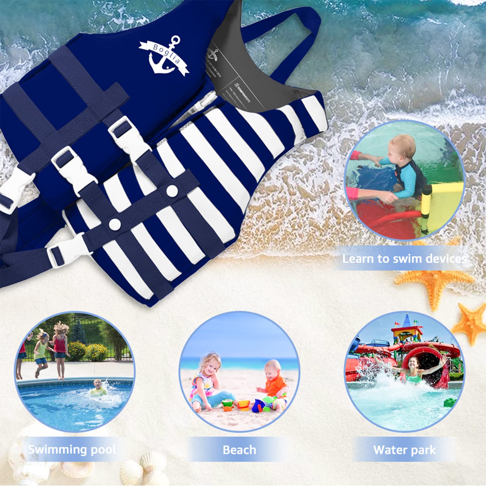 PROTAURI Kinder Schwimmerjacke - Jungen Mädchen Neopren Schwimmen Jacke Kleinkind Schwimmen Lernen Badeanzug Bademode Schwimmtraining Hilfe for 2-9+ Jahre/50N