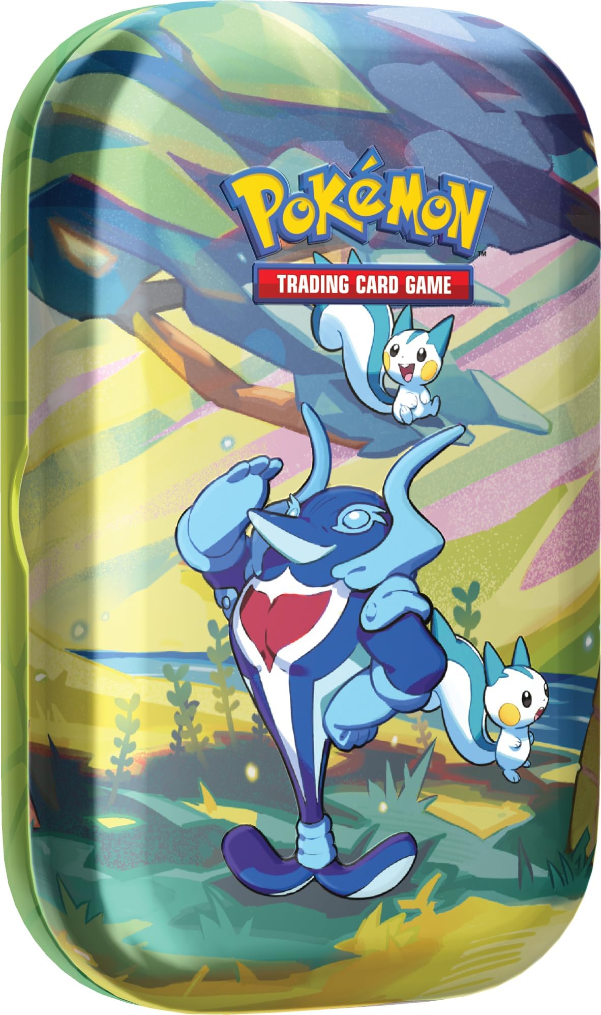 Pokemon TCG: Vibrant Paldea Mini Tin – Palafin & Pachirisu (2 Booster Packs, 1 Sticker Sheet)