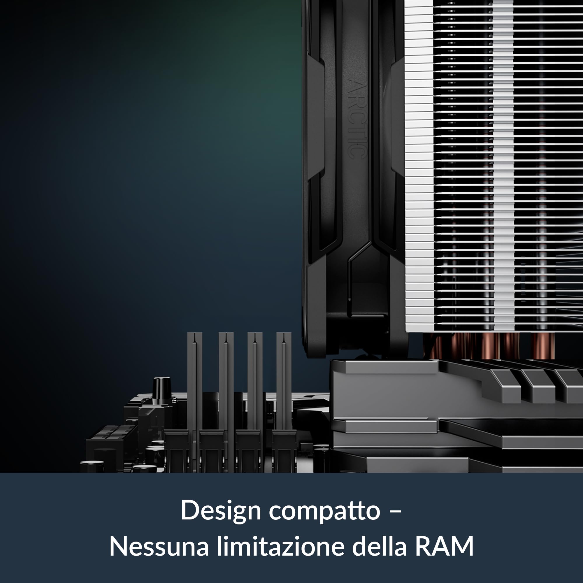 ARCTIC Freezer 36-S - Dissipatore per CPU per Intel e AMD, a torre singola, ventola P12 Pro da 120 mm ottimizzata per la pressione, 600-3000 rpm, cuscinetto fluidodinamico, incluso. MX-7