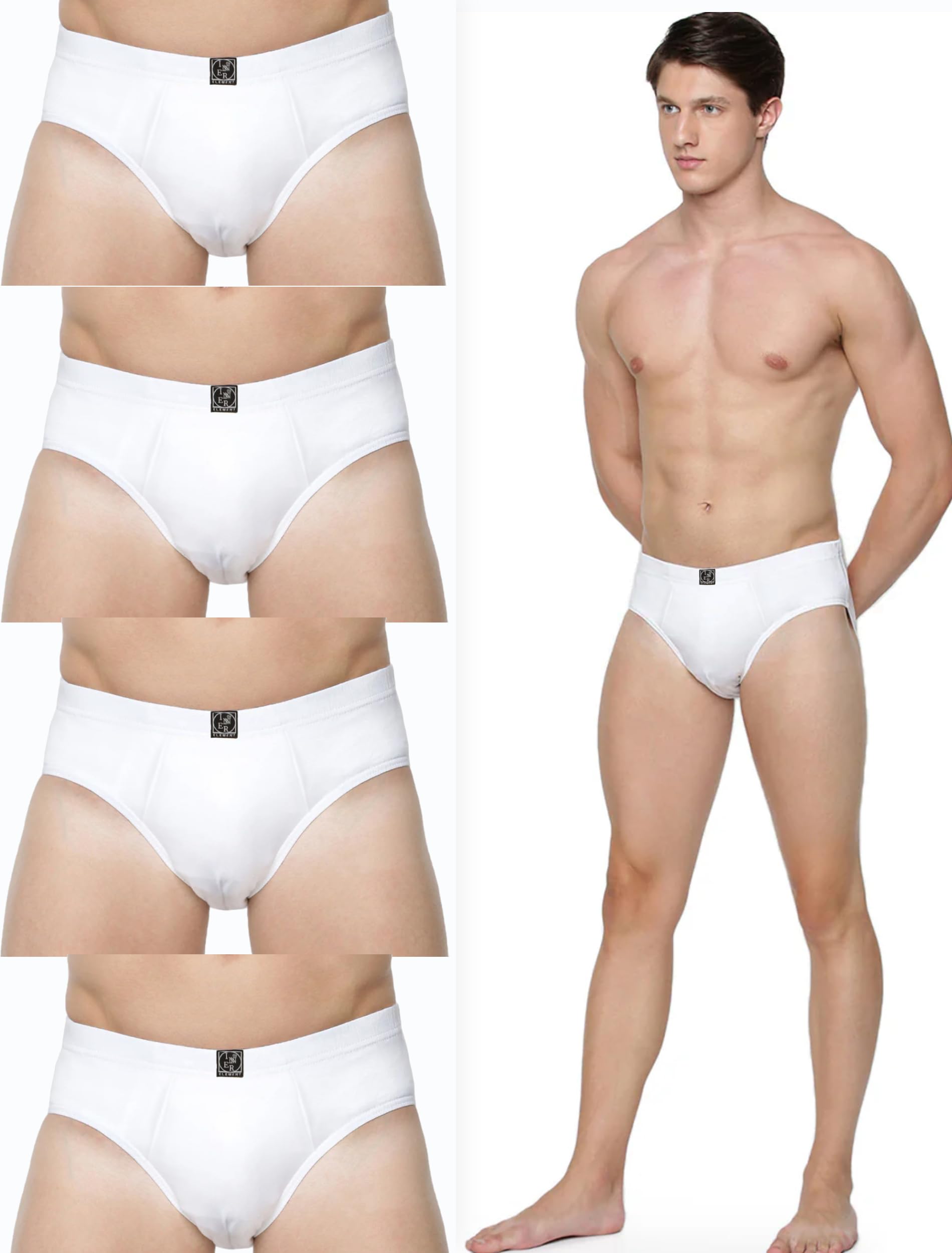 inner element Men Brief White Pure Cotton Brief Pack of 5 Classic White Brief Inner Elastic-picture-25