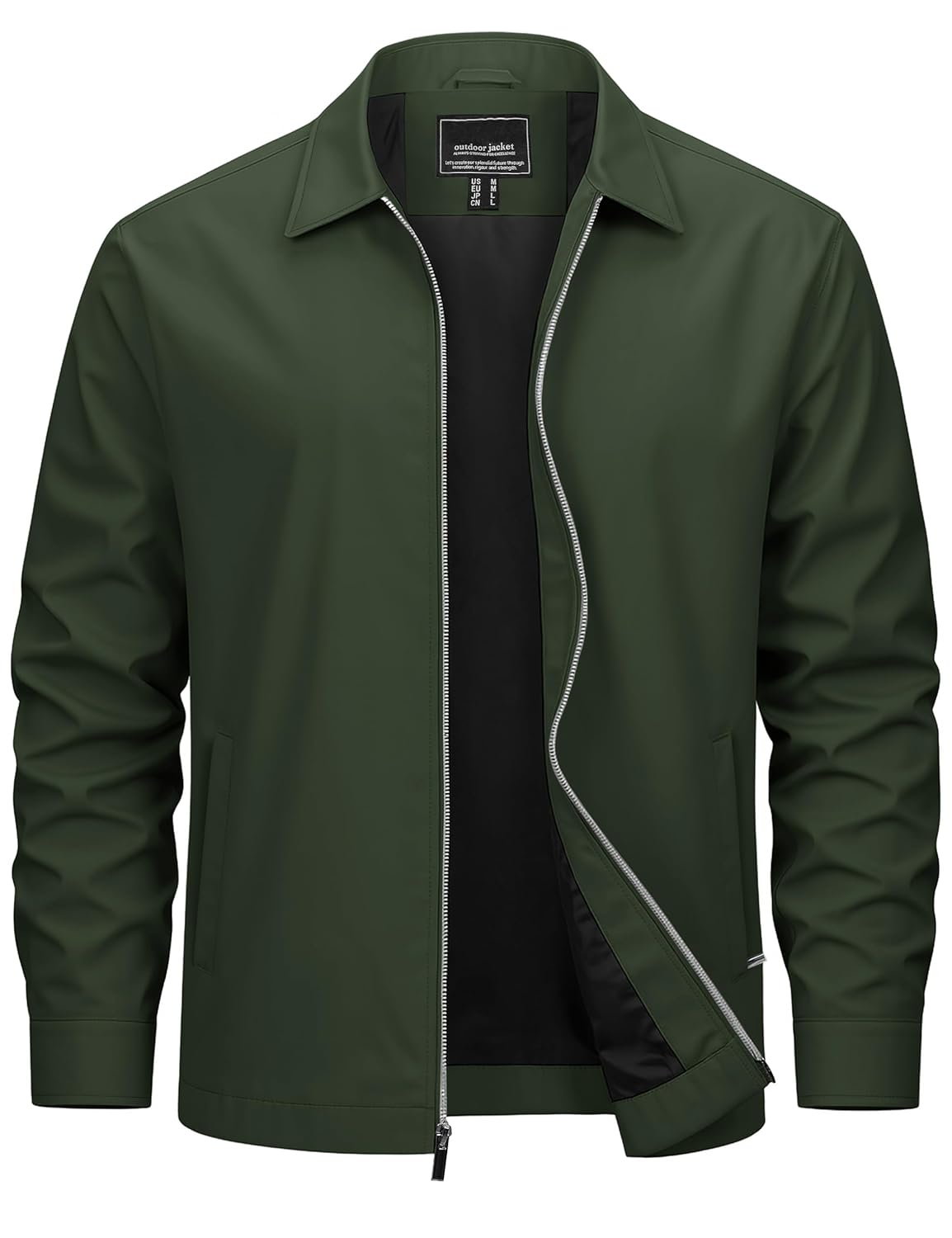 Cotrasen Mens Lightweight Jackets Full Zip Up Laydown Collar Jacket Casual Windbreaker Jackets