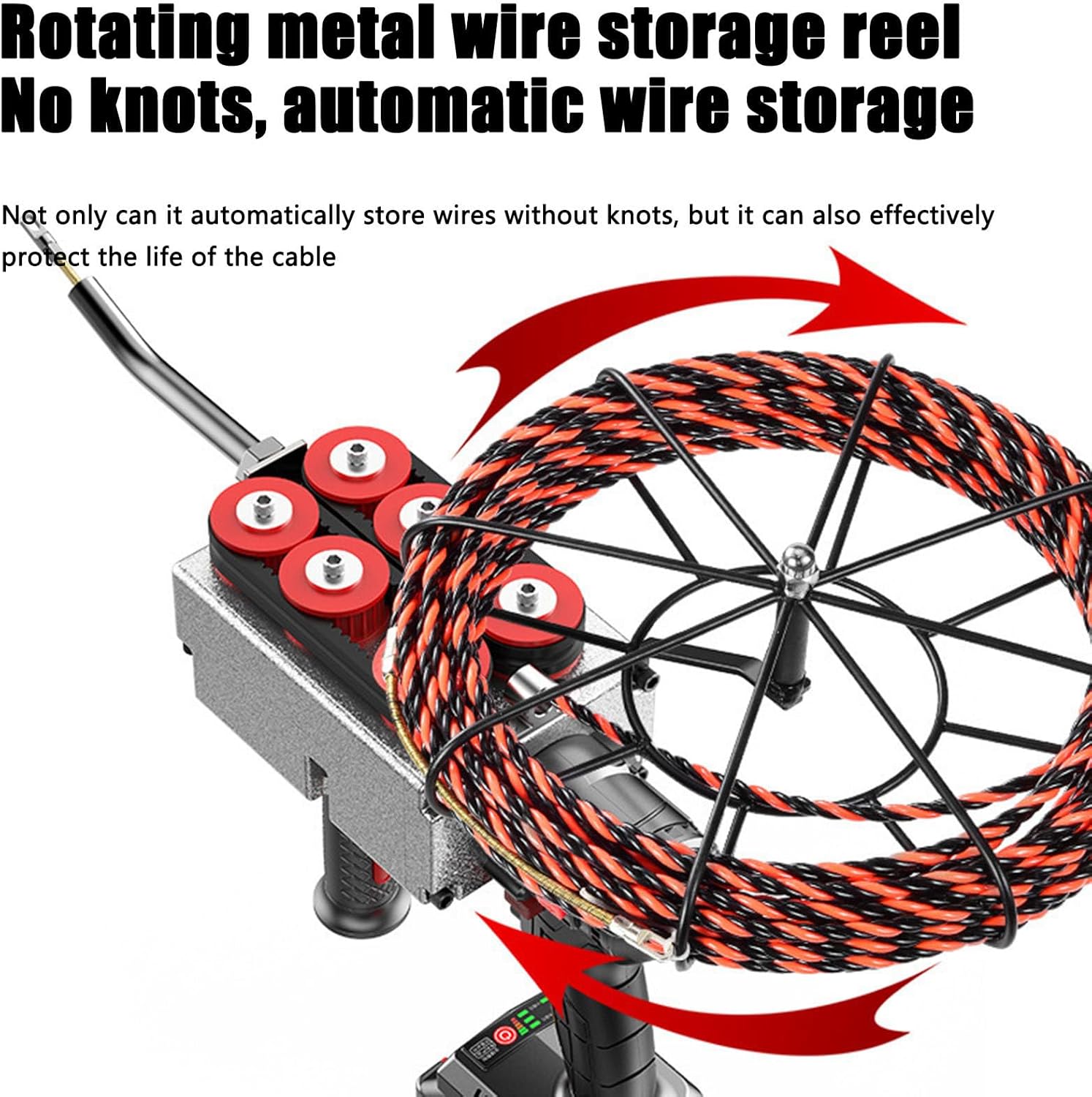 Battery Automatic Fish Tape Tools Wire Threading Electric Cable Lead Pipe Wearer Stringing Machine, Stepless Speed Change, Wall Electrical