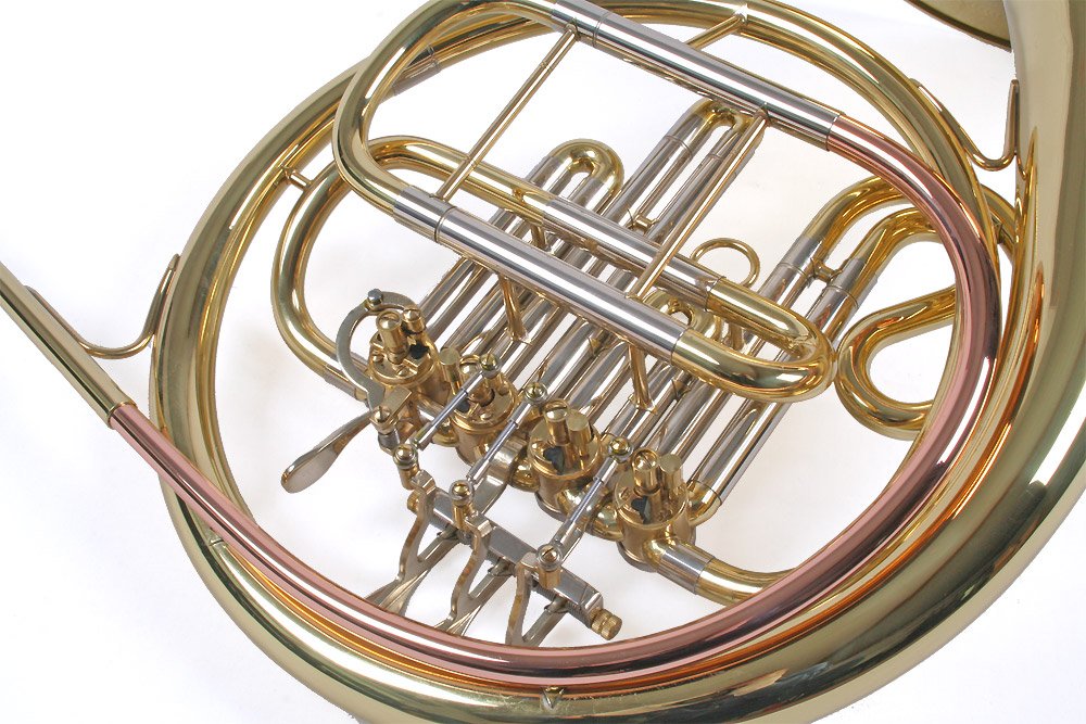French Horn, Bb Waldhorn, Goldmessing Mundrohr, 4 Zylinderventile, Koffer,