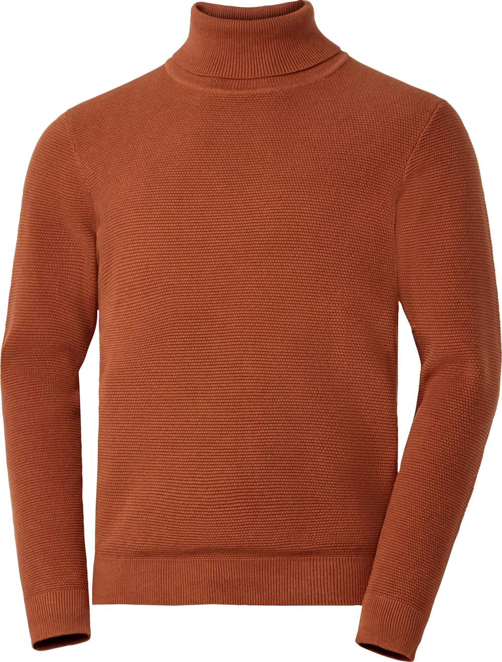 Otto Kern Pullover Herren, Rollkragenpullover aus 100% Baumwolle, Strickpullover, Pulli Herren mit luxuriöser Reiskorn-Optik, zeitlos & hochwertig, Terrakotta, Gr. L