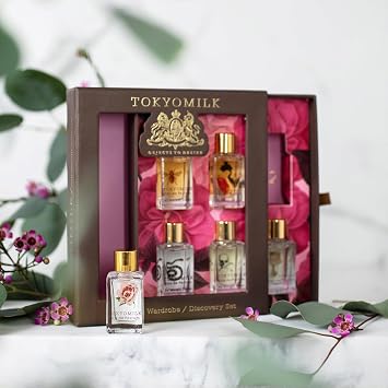 TOKYOMILK Eau de Parfum Discovery Set, 6 Fragrances in 0.23 fl. oz. Bottles, Exciting Luxury Mini Perfume for Women, Long Lasting Fragrance, Signature Ladies Travel Essentials