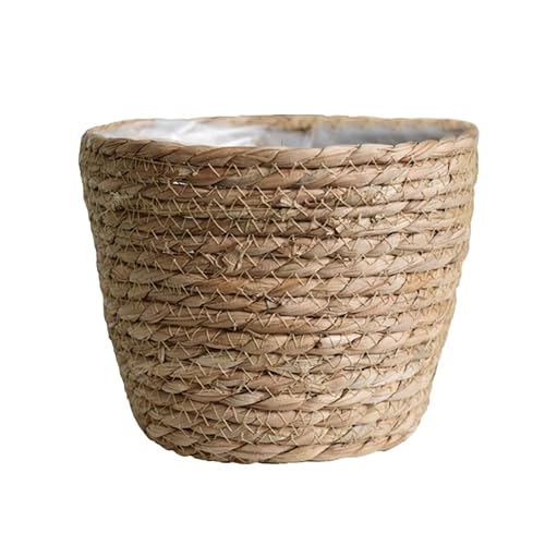 Seagrass Basket Planters, Hand Woven, Beige, Indoor Outdoor, 12"