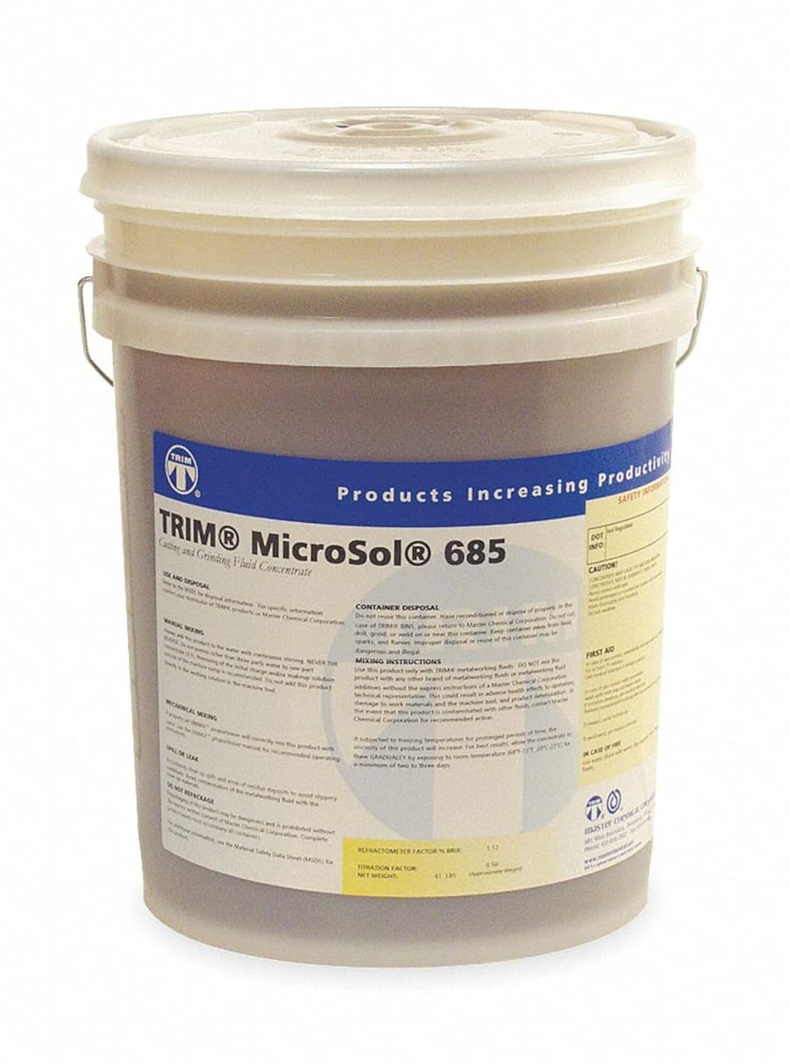 TRIM Cutting & Grinding Fluids MS685/5 MicroSol 685 High Lubricity Semisynthetic Metalworking Fluid, 5 gal Pail