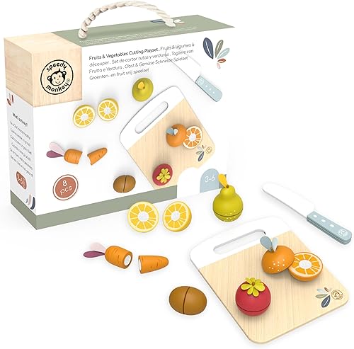 Miniatura 10 de SPEEDY MONKEY Juego de licuadora para hacer batidos de juguete - Juego de licuadora de alimentos de madera FSC para niños, juguete de cocina