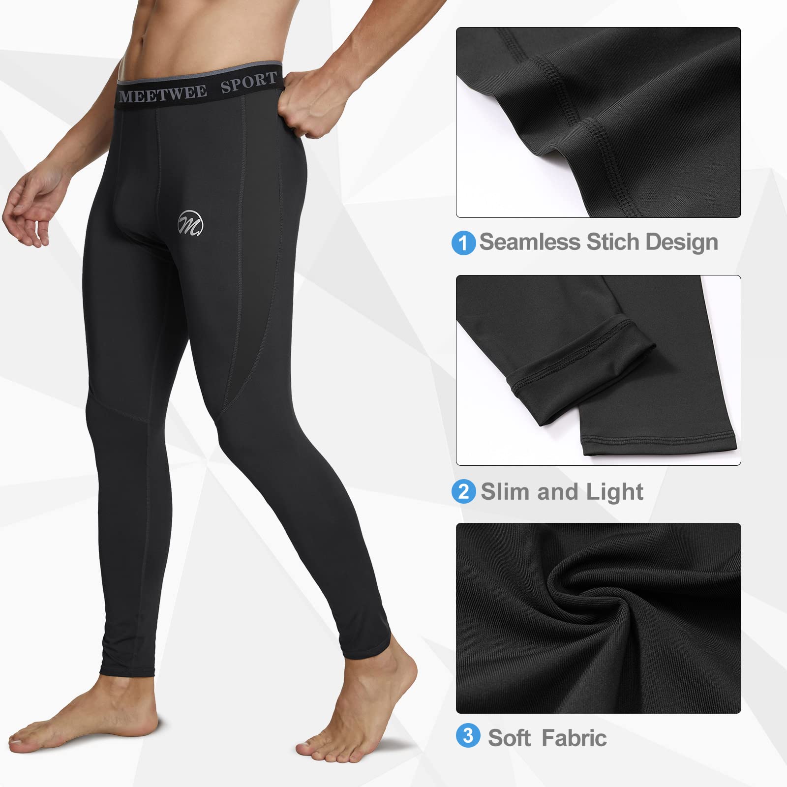 MEETWEE Men's Compression Sports Leggings Uomo