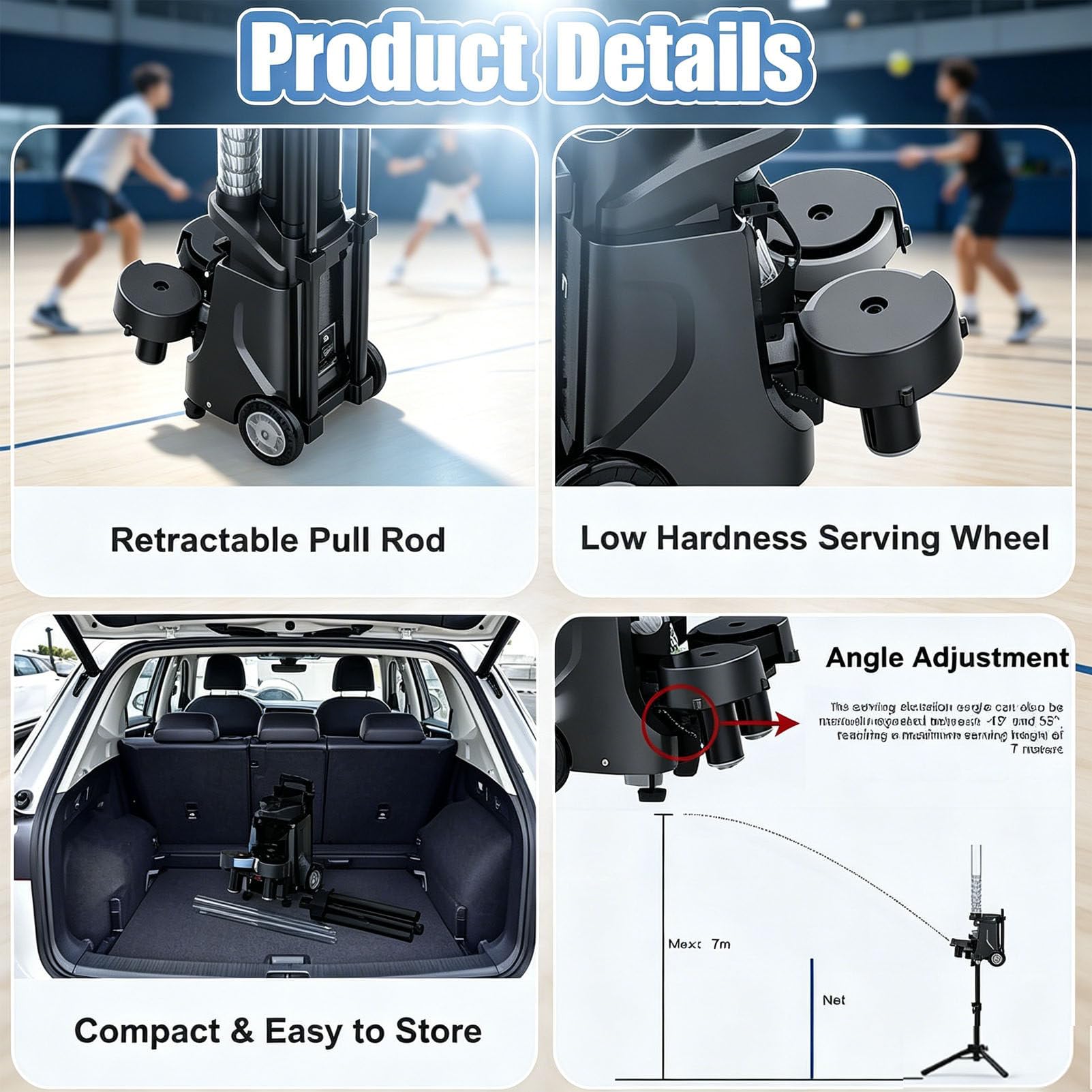 Lanzador automático de bádminton, máquina de servir para entrenamiento en solitario, equipo de práctica ajustable para uso en gimnasio, perfecto para juegos en interiores y exteriores