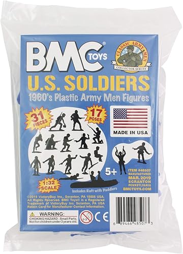 Miniatura 5 de BMC Marx Plastic Army Men US Soldiers - 31 figuras azules de la Segunda Guerra Mundial - Fabricado en Estados Unidos