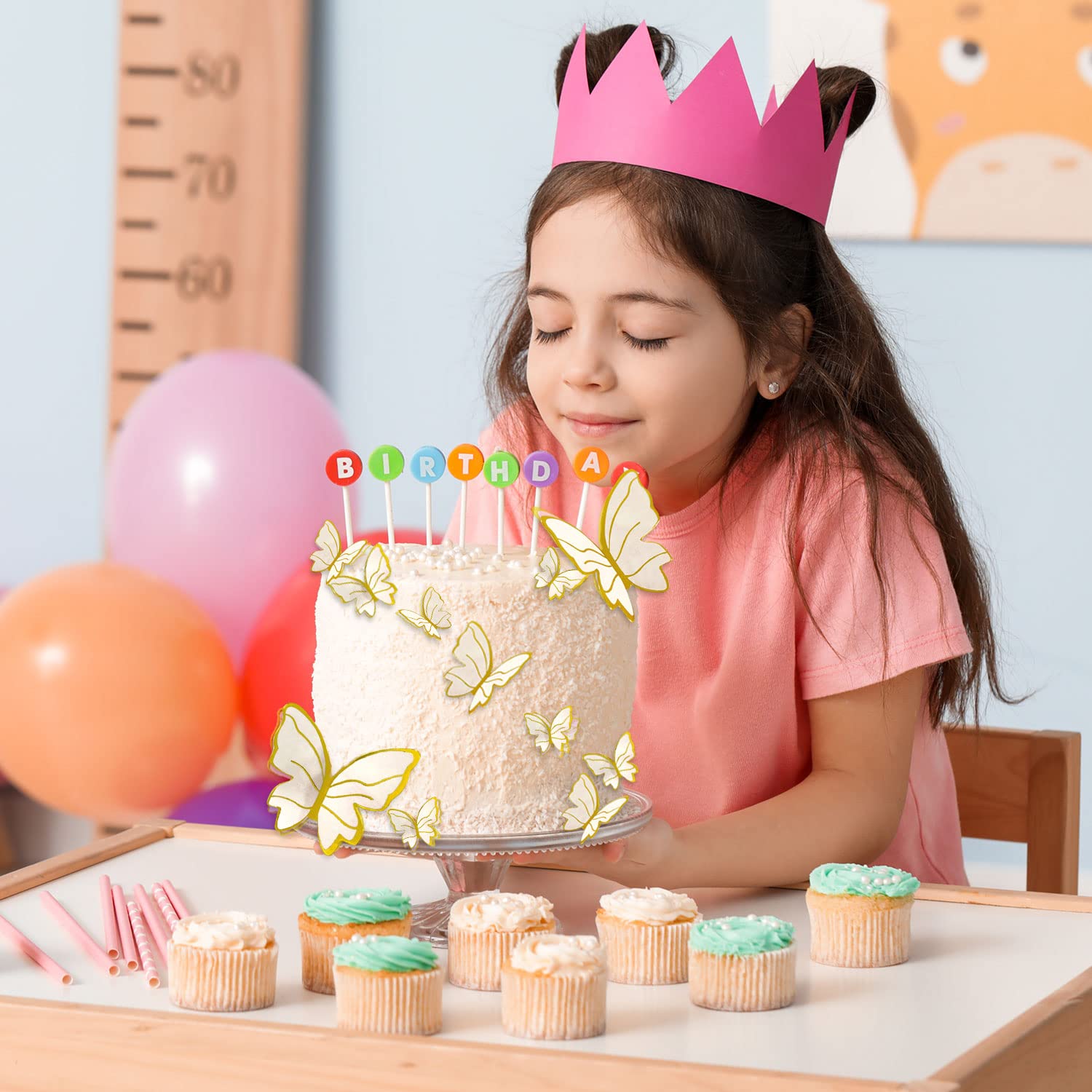 30 Pezzi Farfalle Cake Topper 3D – Rosa Chiaro, 4 Dimensioni, Con Stecchini, Per Torte, Cupcake, Feste