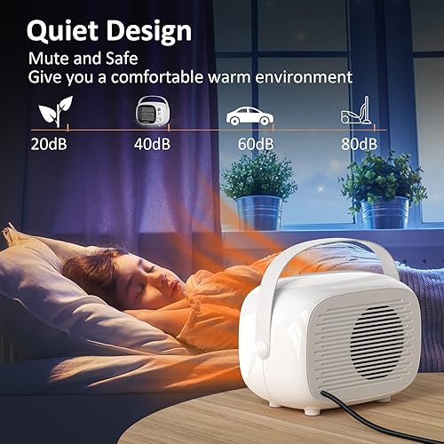 Miniatura 2 de Coolfor Calentador de espacio, calentador de escritorio de calentamiento rápido con control de temperatura, ventilador de cerámica seguro y