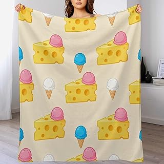 Throw Blanket Cheese Ice Cream Blankets Soft Warm Cozy Flannel Blankets for Couch Sofa Bed Livingroom Travel Home Decor 50"x60"