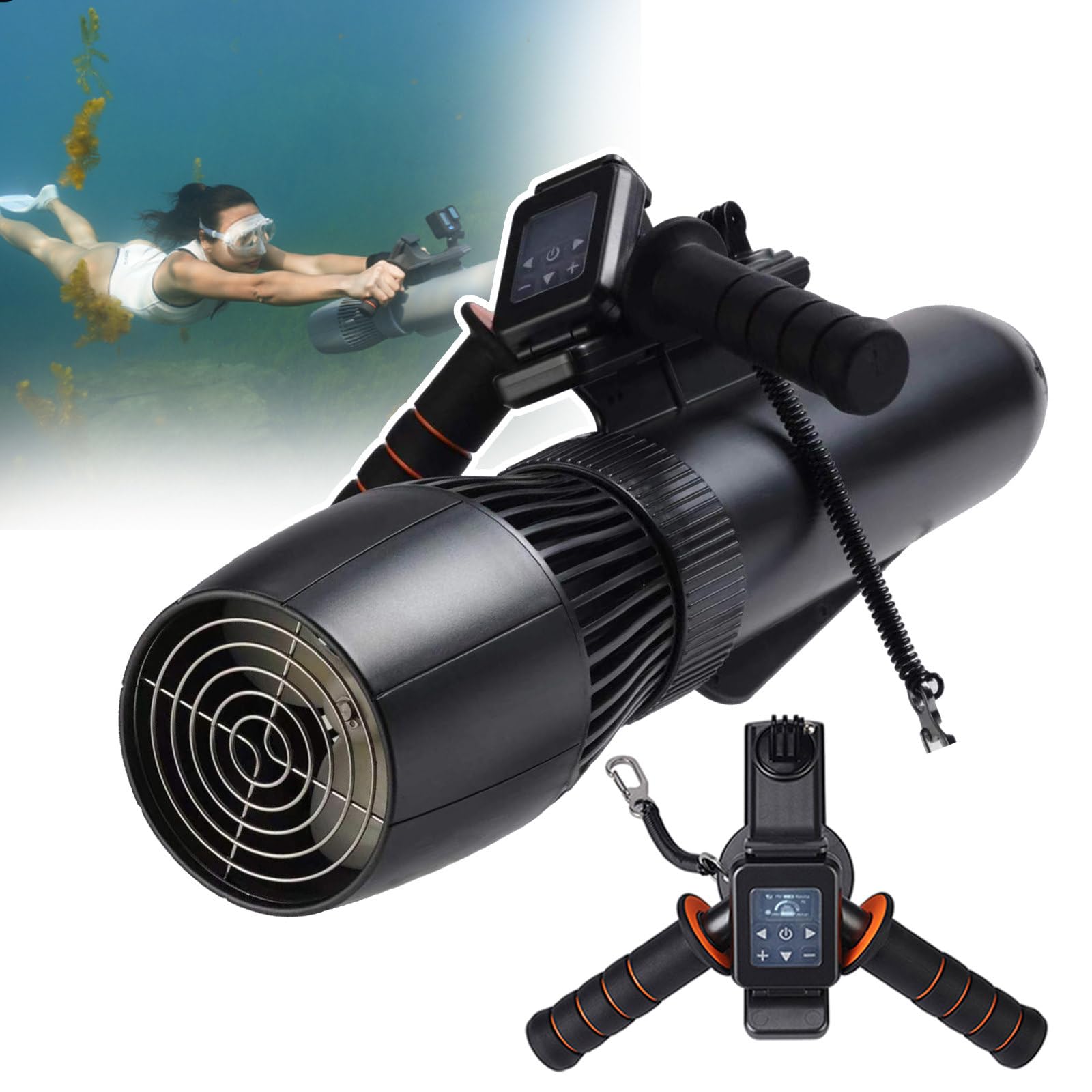 WDSOPK Underwater Booster, with Removable Handle, Underwater Sea Scooter, for Water Sports Diving,Snorkeling, Pool, 500w, 40m Depth (size_name 16000mAh)