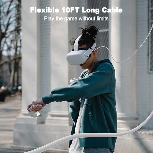 Miniatura 6 de Aukelan Cable Link de 16 pies compatible con Oculus Quest 2Steam VR y PC transferencia de datos de alta velocidad y carga rápida 3A cable USB 30 a