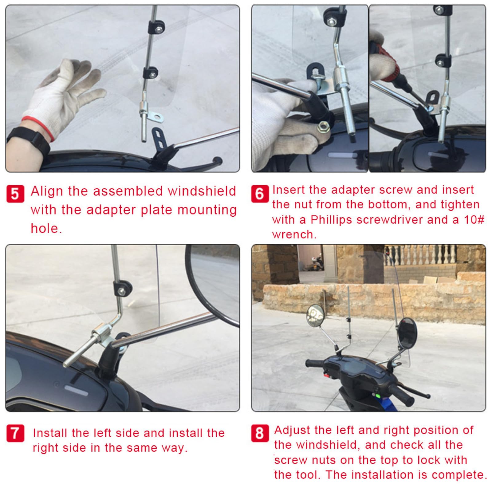 Pare-brise universel pour scooter – Pare-vent transparent HD, protection pour moto et cyclomoteur | Déflecteur Transparent pour Dirt Bike, protection réglable, accessoire d'équitation en plein air Com