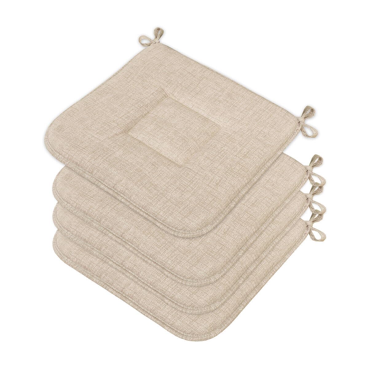 emmevi Set of 4 Chair Cushions Cotton Soft Washable Universal Kitchen Chair Covers Pastel Beige