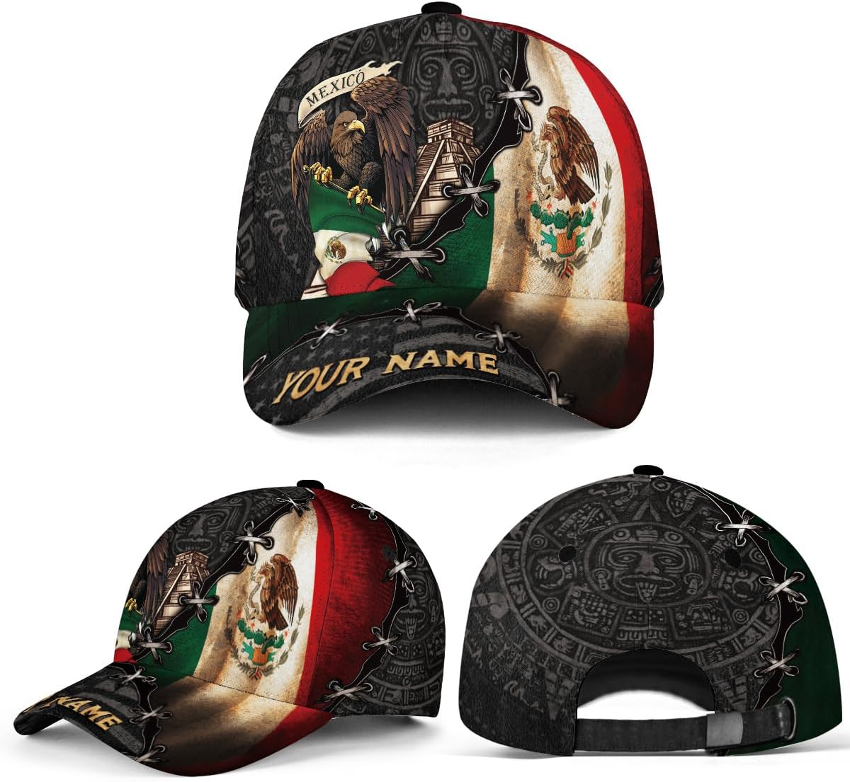 Personalized Mexican Caps for Men, Custom Name Mexico Baseball Cap, Customized Mexican Hats, Mens American Flag Hat