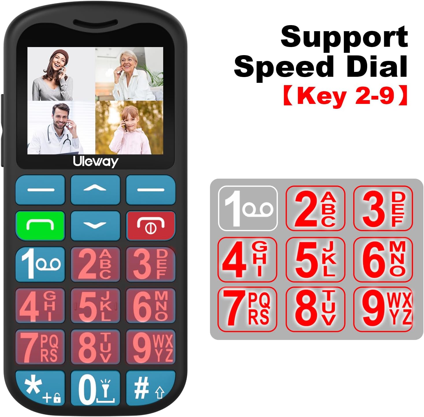 Uleway T180 phone showing speed dial feature