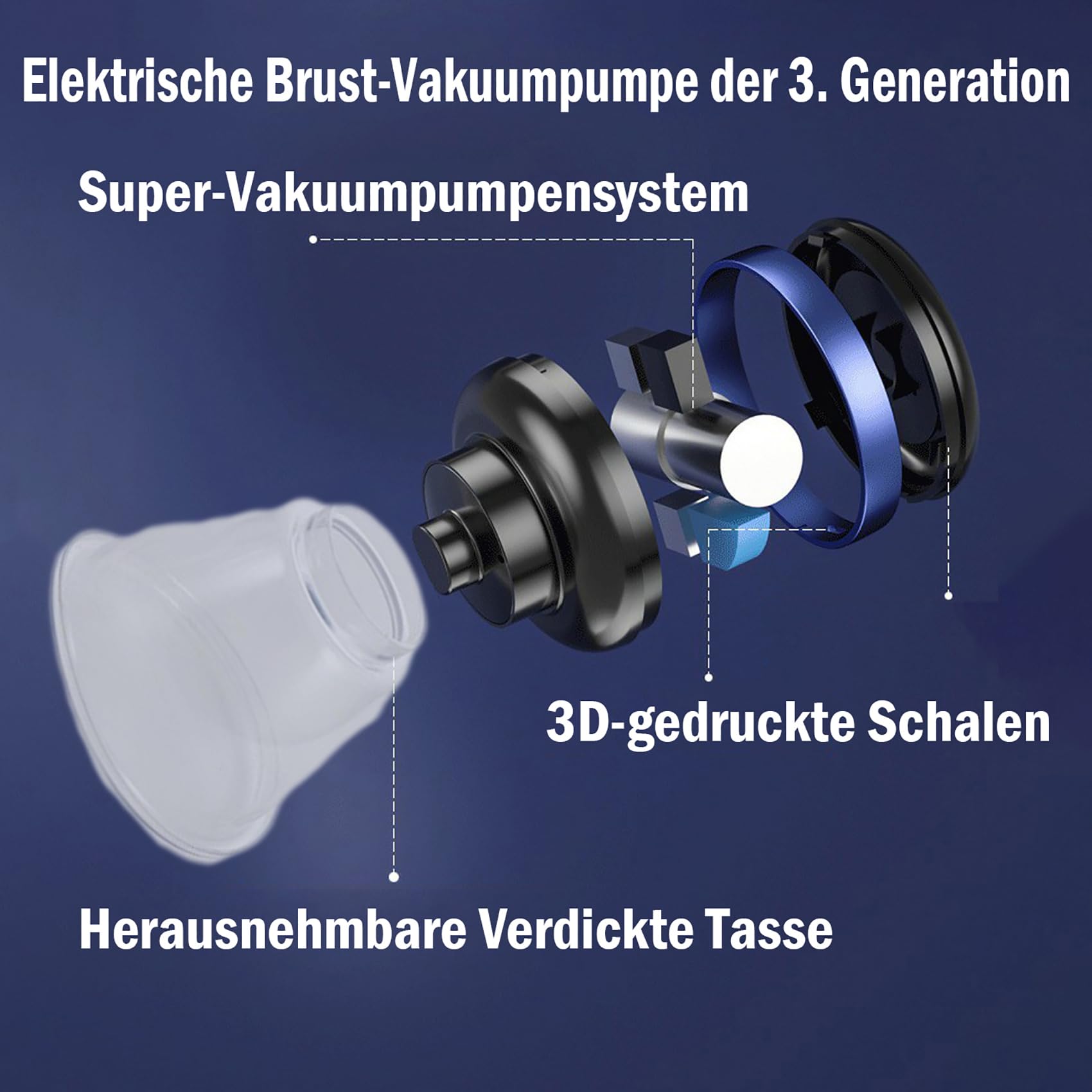 60Kpa Super Brustpumpe Vakuum Sex Elektrische Brustmassagegeräte Pumpen Vergrößerung Nippelsauger Brustsauger Mit 3 Vibrationsmotor, Heizmodus Und 9 Saugmodus Sex Toy Für Frauen,Schwarz,Set