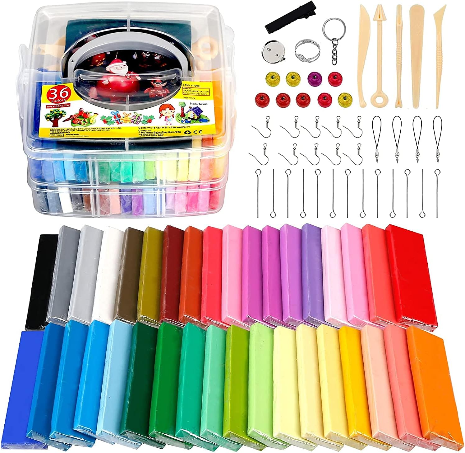 Polymer Clay, 36 Colours, Safe and Non-Toxic Polymer Clay, DIY Clay Gift for Children (Colour)