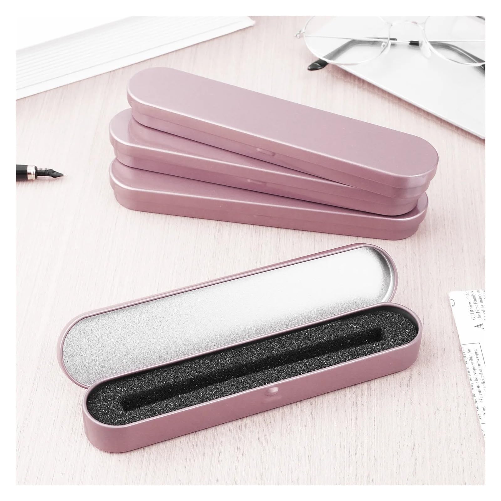 Caja de regalo para bolígrafos, 10 unidades, caja de metal con forro de cojín