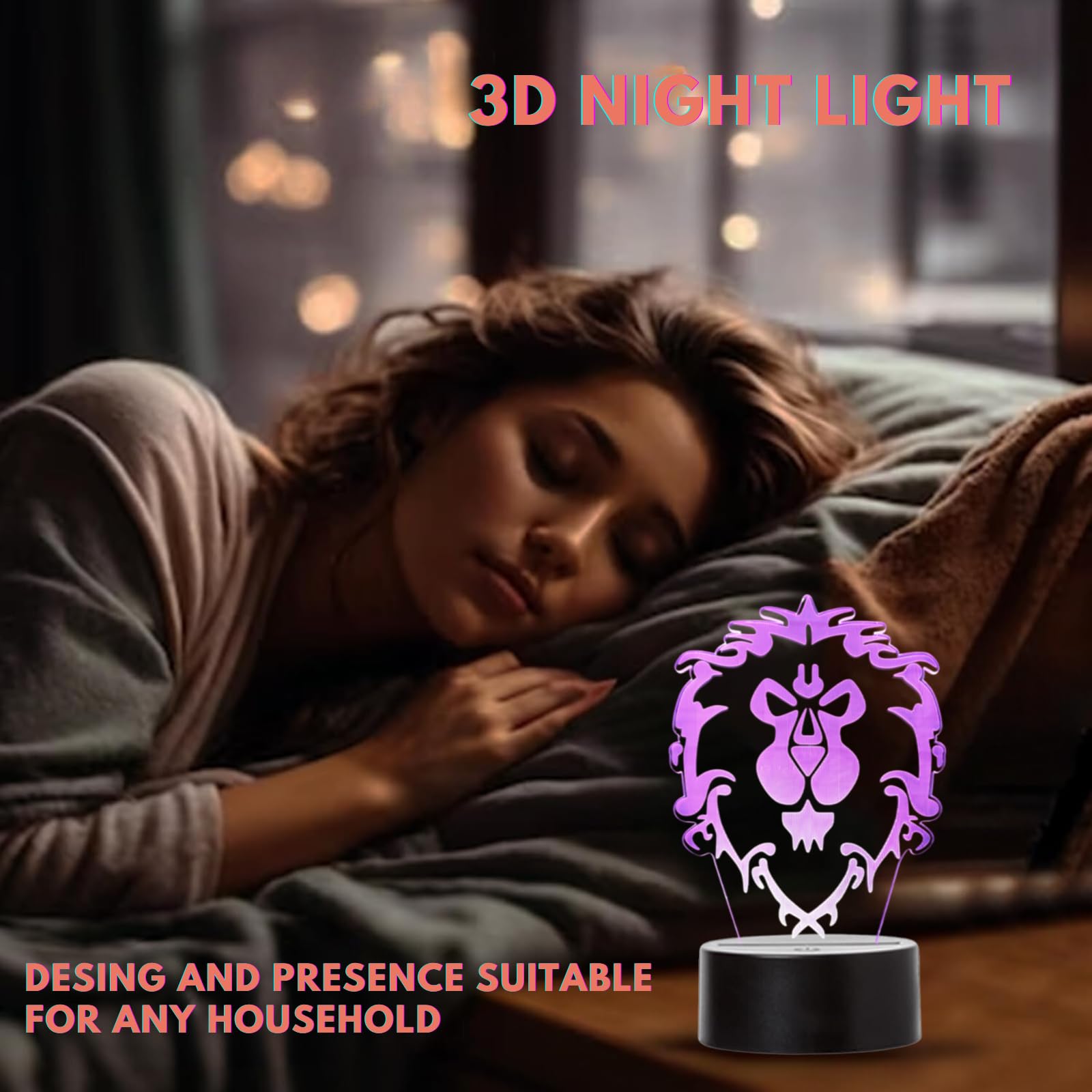 LED Video Game Lamp World of Warcraft Alliance Color Changing USB Night Light and Decoration, Small - Image 4