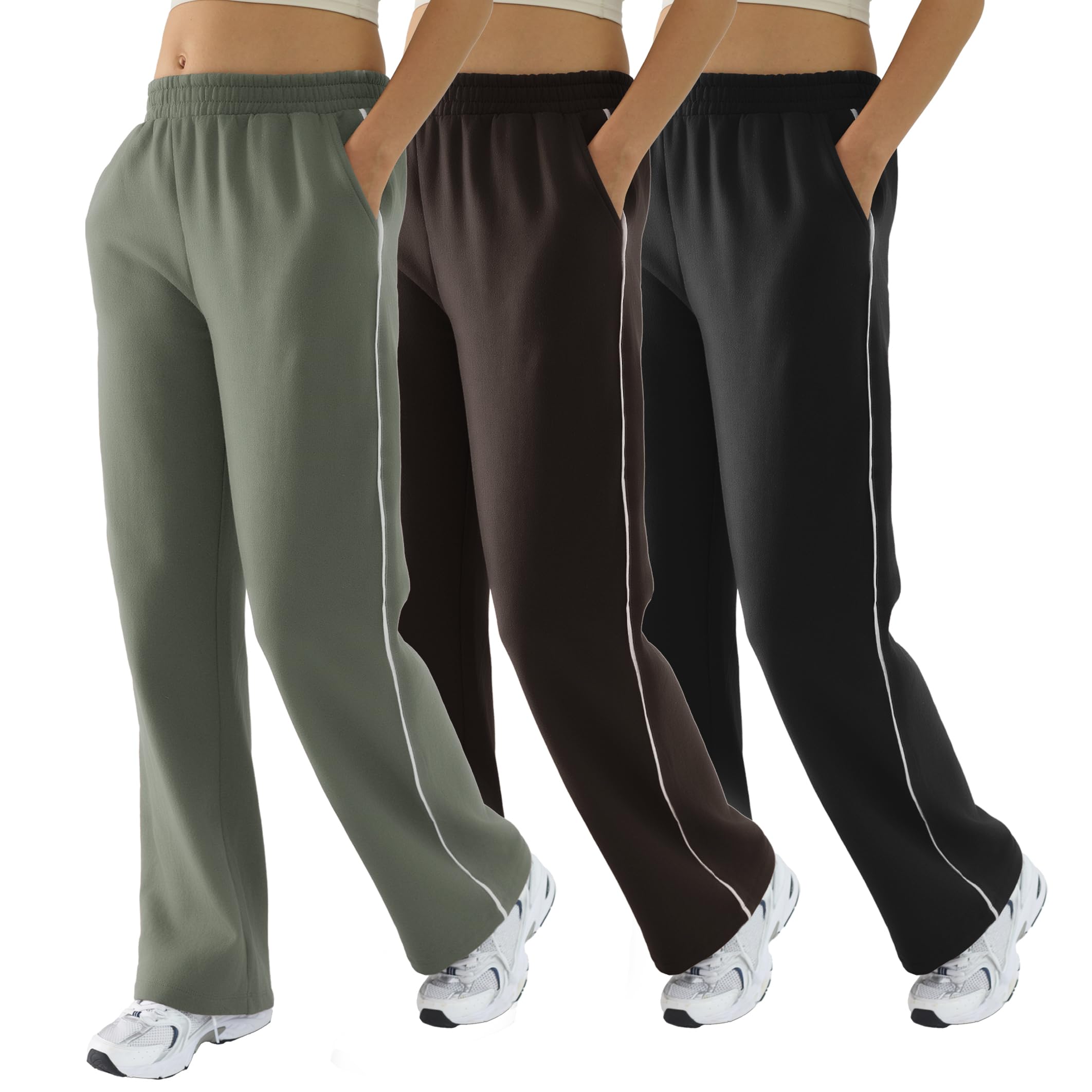 DITOK Womens Baggy Sweatpants Comfy Straight Wide Leg Fleece Elastic Waist Womens Lounge Pants Workout Casual