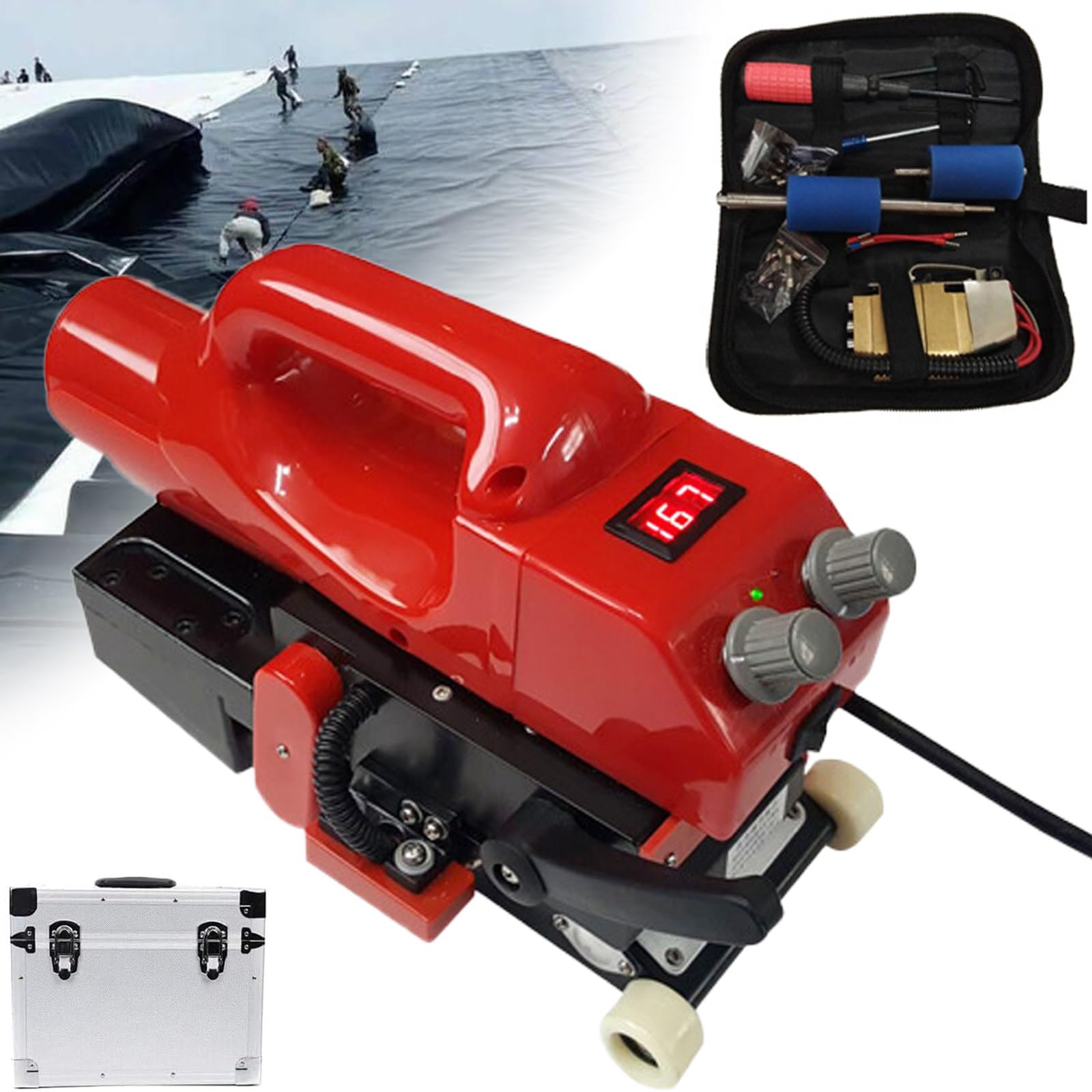Automatyczna spawarka wspinaczkowa do spawania geomembrany, PE/PVC/EVA/HDPE, podszewka z geowłókniny, gumowe koło 0,2-1,5 mm, trwałe i wydajne