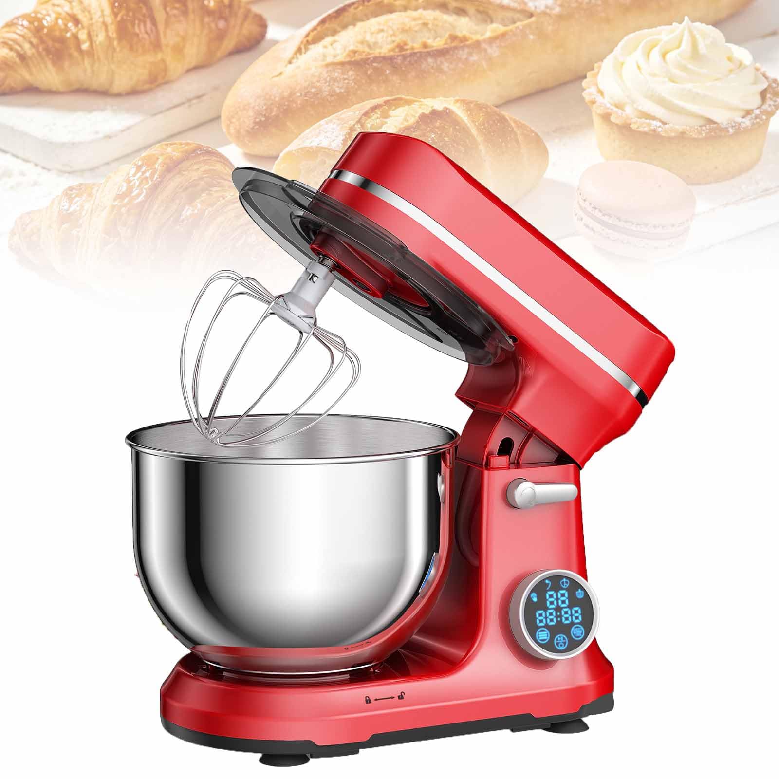 ERICAT 1200W Electric Kitchen Cake Stand Mixers, 5L Stand Mixer With Dough Hook, Flat Beater, Whisk and LED Display, 11 Speed & Tilt Head Design, Low Noise ≤60 DB, for Baking Cake, Batter, Bread