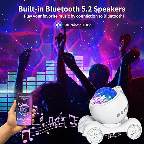Miniatura 5 de Proyector de estrellas, proyector de galaxia, altavoz Bluetooth integrado y 8 sonidos blancos, proyector de luz nocturna para niños y adultos,