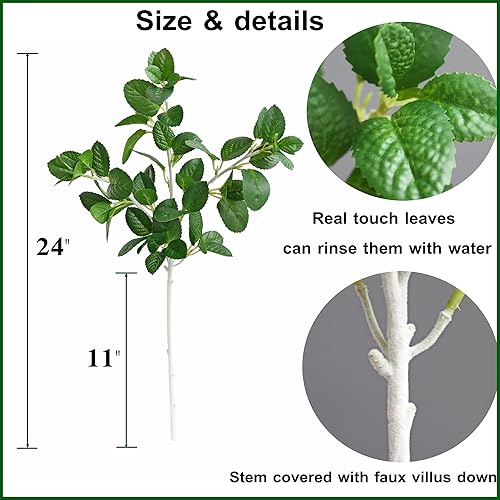 Miniatura 3 de ELYJHYY Ramas de eucalipto artificiales, hojas de menta falsas, arbustos de imitación para exteriores en verde para pared de jardín, hogar, granja,