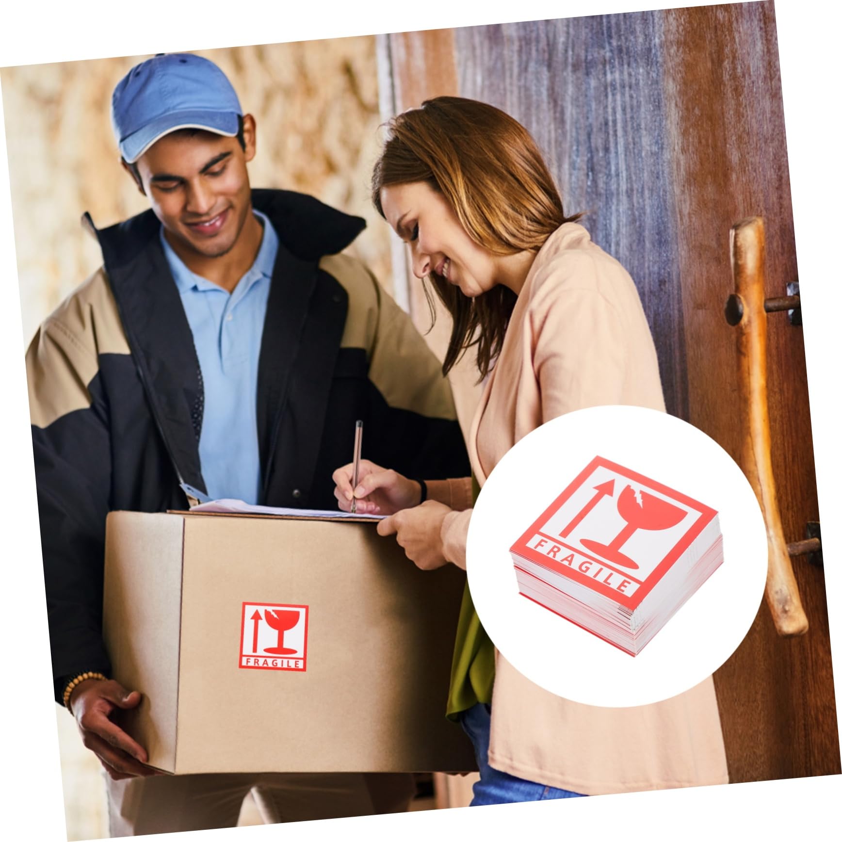 PLAFOPE Étiquette Autocollante D'avertissement Fragile pour Expédition, Autocollants Cuivre Auto-adhésifs 1000pcs, pour Colis Sensibles