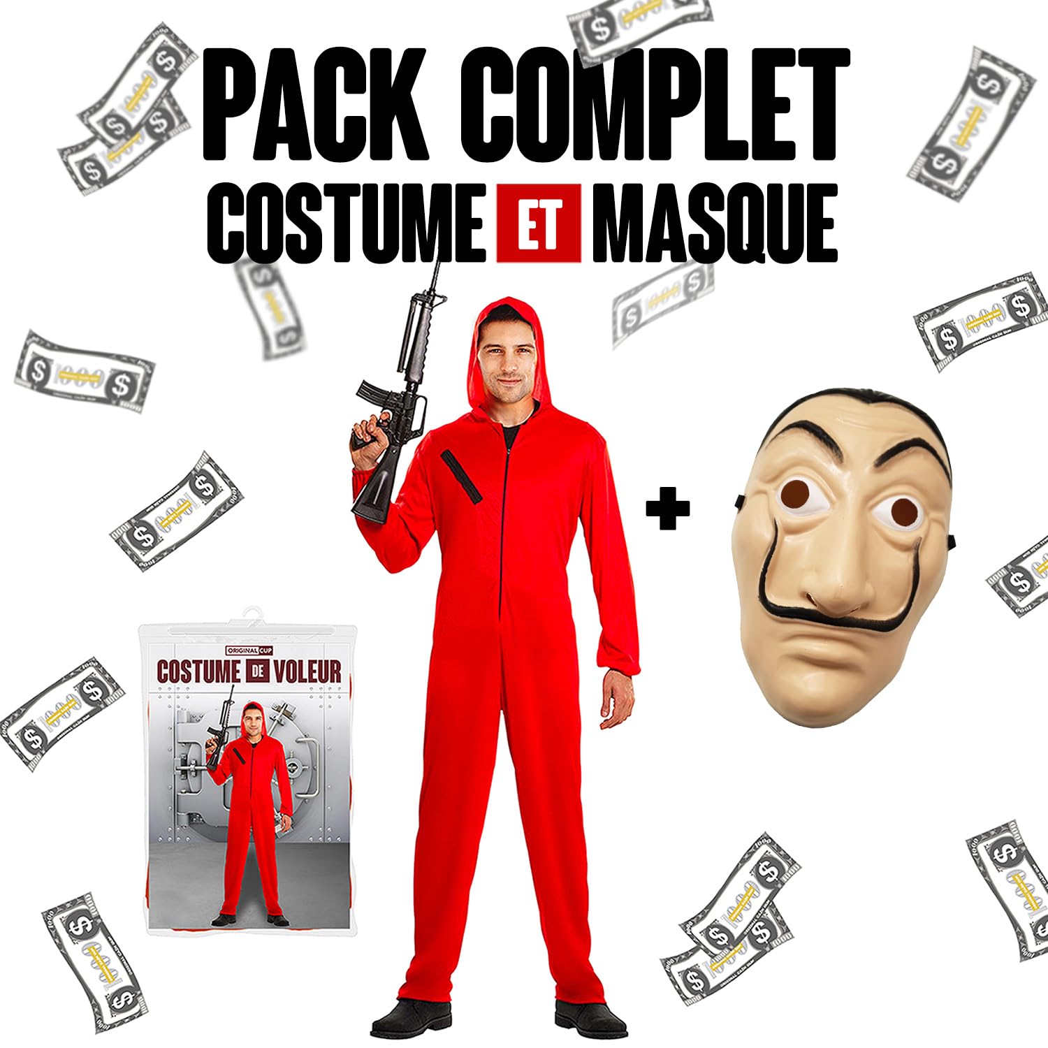 Money Heist Complete Costume Kit, Money Heist - Mask + Adult Costume - Image 2