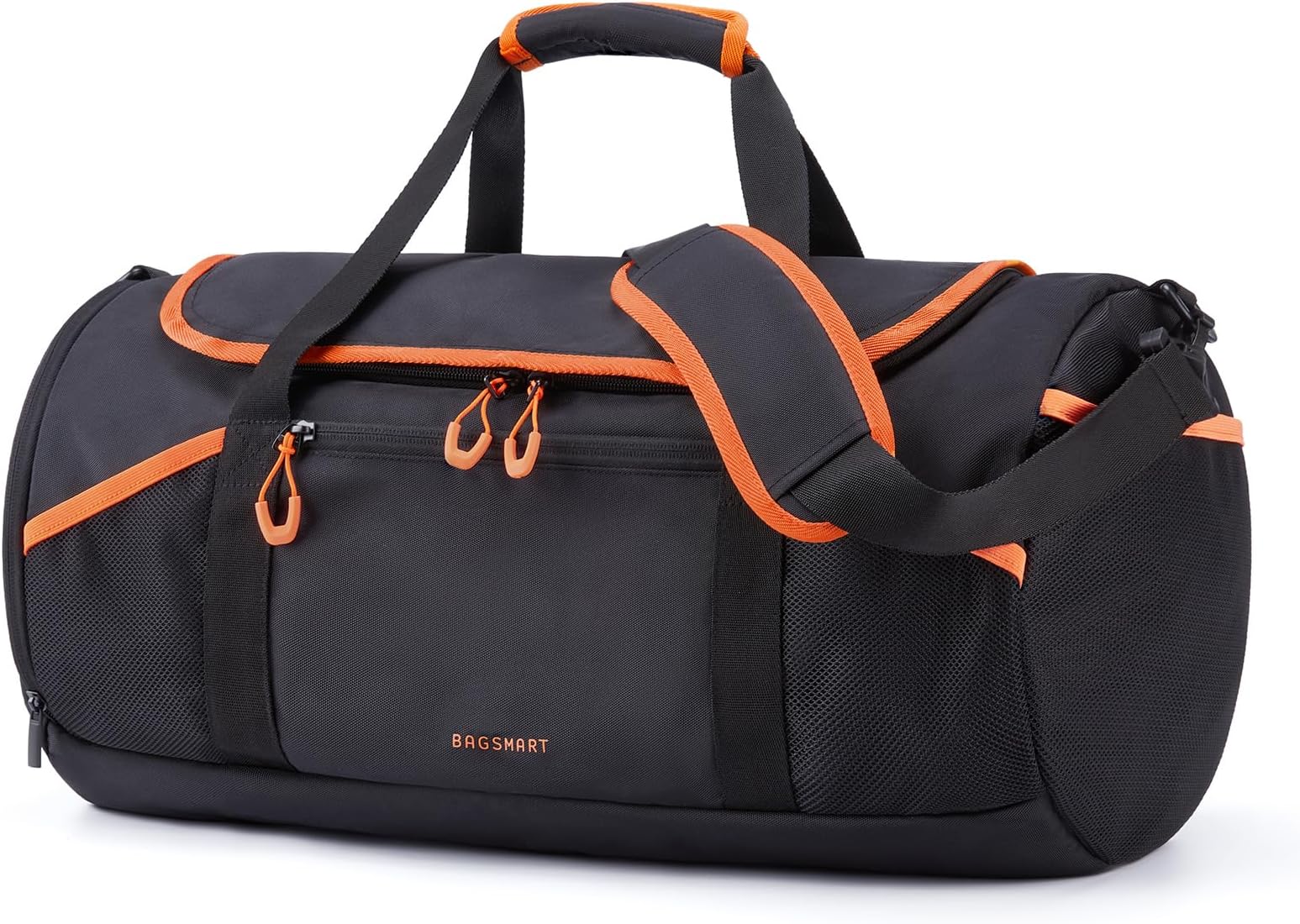 BAGSMARTGym Bag for Men & Women, Lightweight Duffel with Shoe Compartment, Weekender Bags with Wet Pocket, Workout Overnight Carry on for Travel, Black