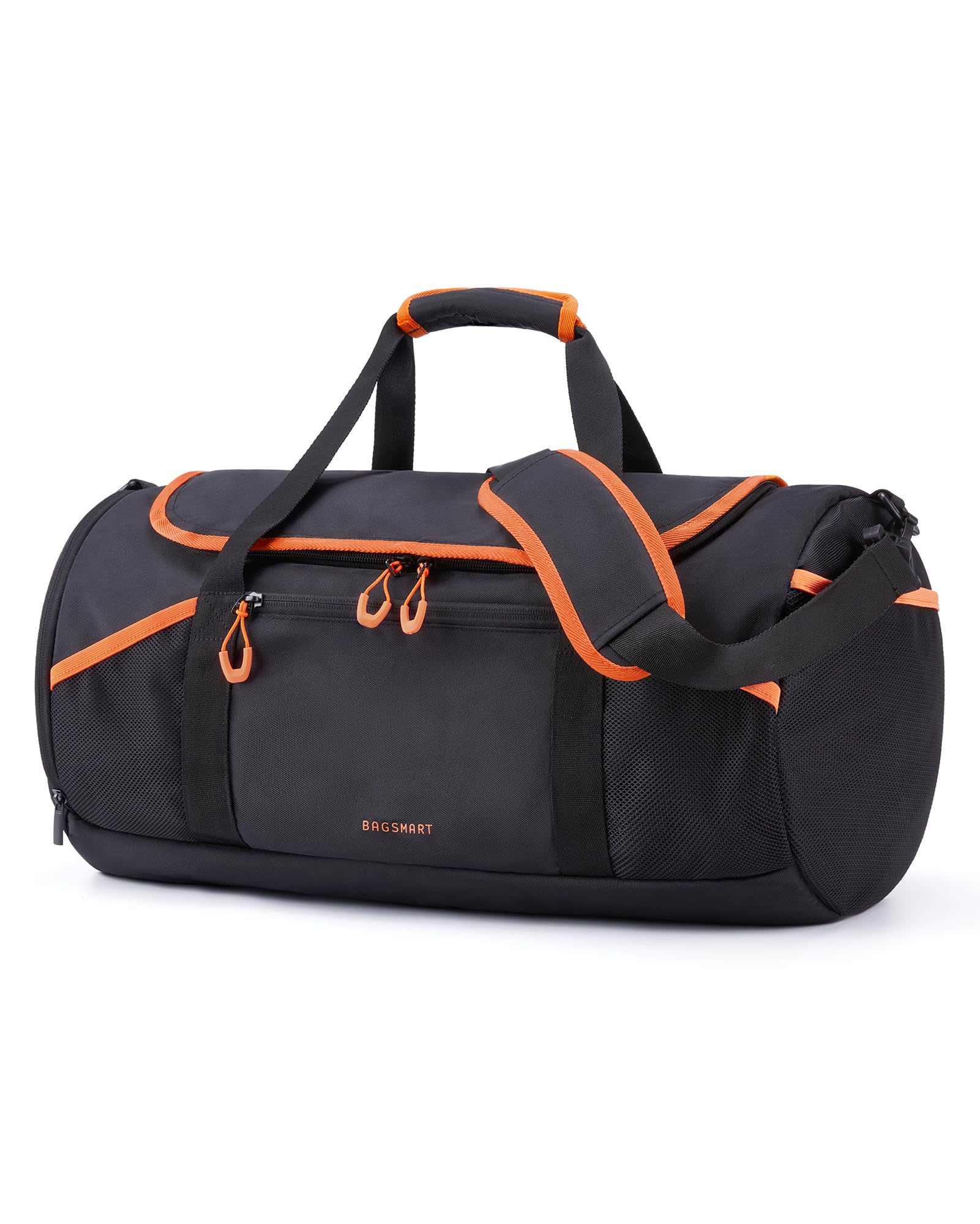 BAGSMARTGym Bag for Men & Women, Lightweight Duffel with Shoe Compartment, Weekender Bags with Wet Pocket, Workout Overnight Carry on for Travel, Black