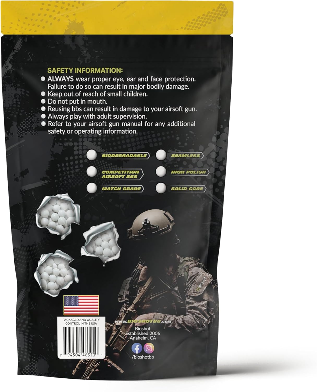Biodegradable Airsoft BBS - .45g Super Slick Polish - Seamless Sniper Weight Competition Match Grade for All 6mm Airsoft Guns and Accessories (2300 Rounds, White)