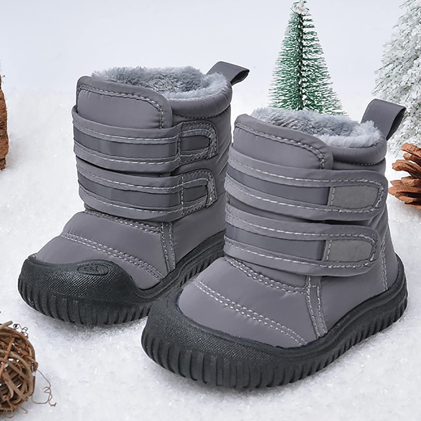 Botas de Nieve Impermeables para Niñas con Cierre Hook Loop Invierno Calzado Infantil Exterior Antideslizante