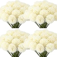 Vista 7 de Tigeen 50 piezas de flores artificiales de crisantemo, bola de crisantemo artificial realista para bricolaje, ramos de boda, despedidas de soltera