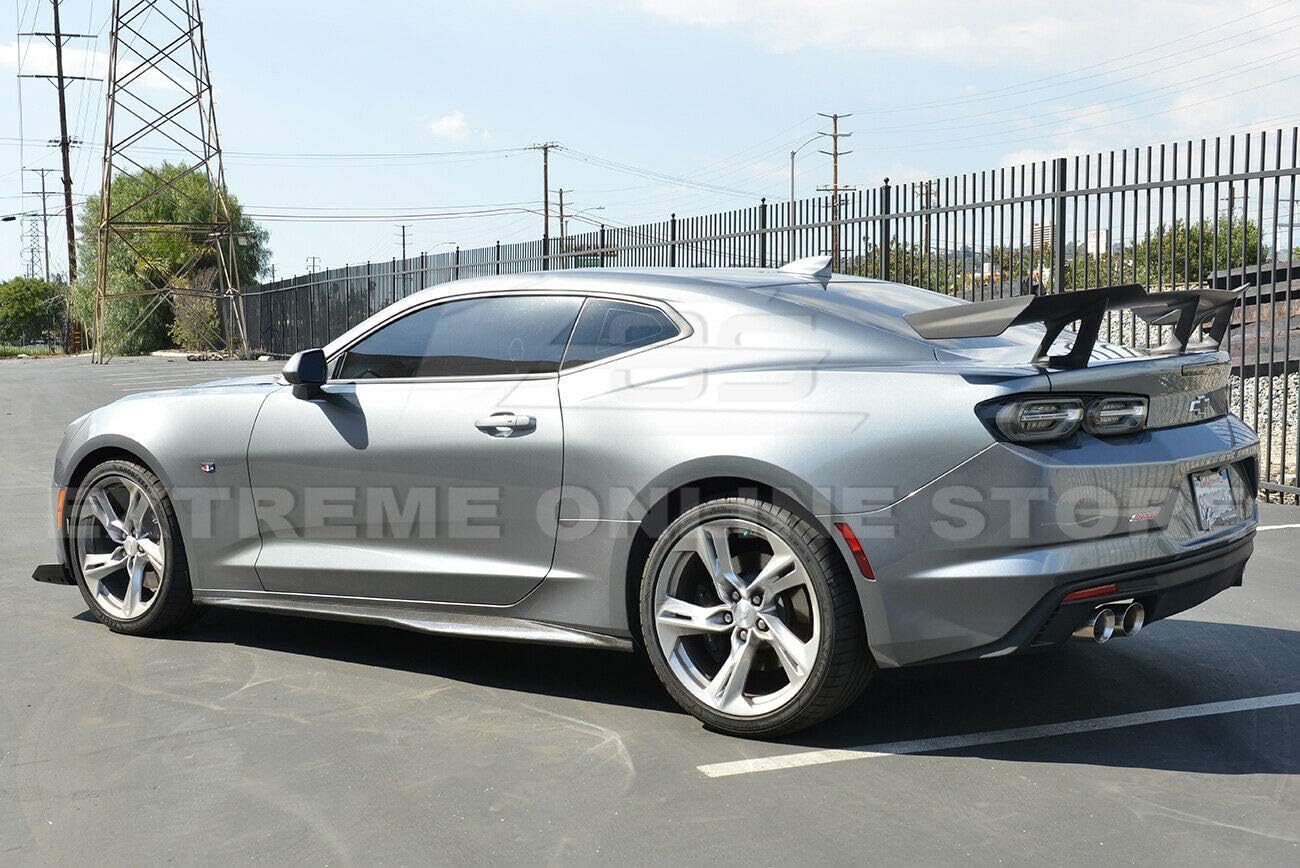 Replacement for 2016-2022 Chevrolet Camaro LT LS RS SS Models | ZL1 Style Side Skirts Rocker Panel Extension Pair (Carbon Fiber)