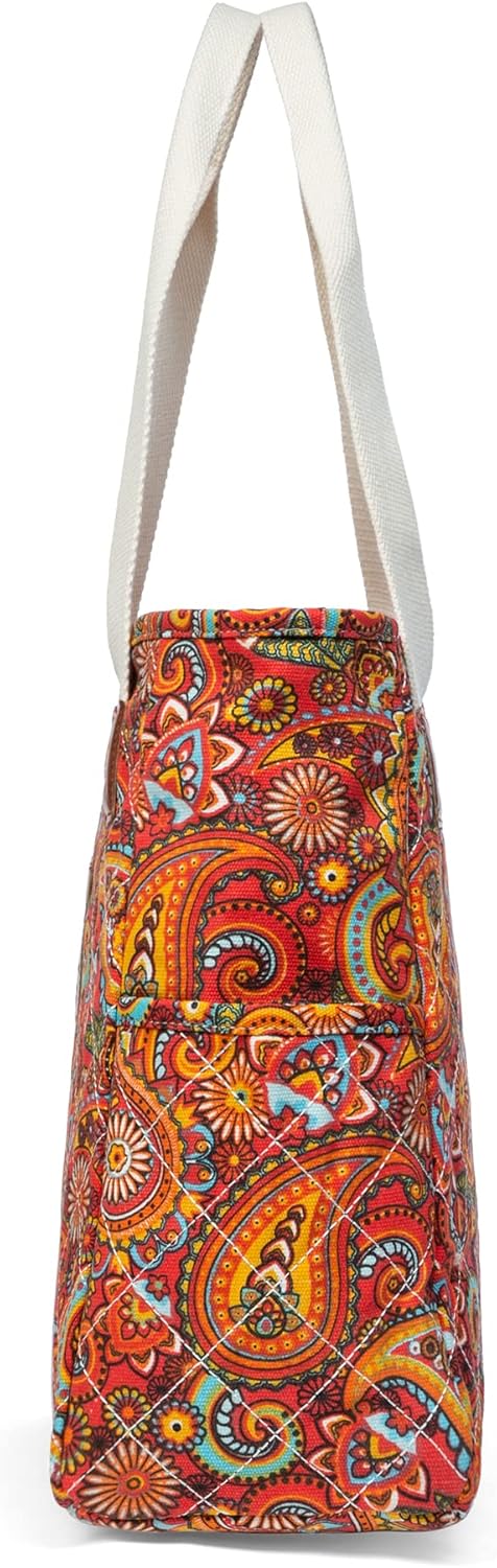 Malirona Women Canvas Tote Bag, Zipper Casual Tote's Handbag Large Capacity Shoulder Bag for Office Shopping Travel - Image 6