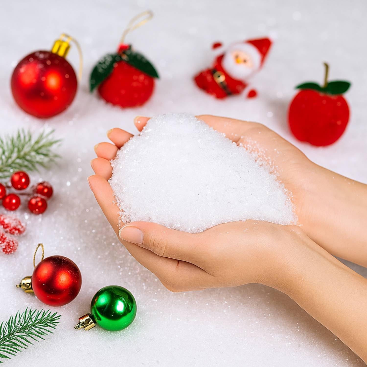 ASAB 500g Christmas Artificial Snow for Crafts Fake Snow Flakes Easy to Clean Craft Snow Decorations for Winter Seasonal Village Displays Xmas Party Decor Holiday Christmas Tree Decoration