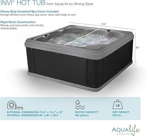 Miniatura 4 de Bañera de Hidromasaje Interior y Exterior de 6 Personas Inland, Spa Plug & Play, 24 Chorros, Sistema de Iluminación LED, Cubierta Aislada para Spa,