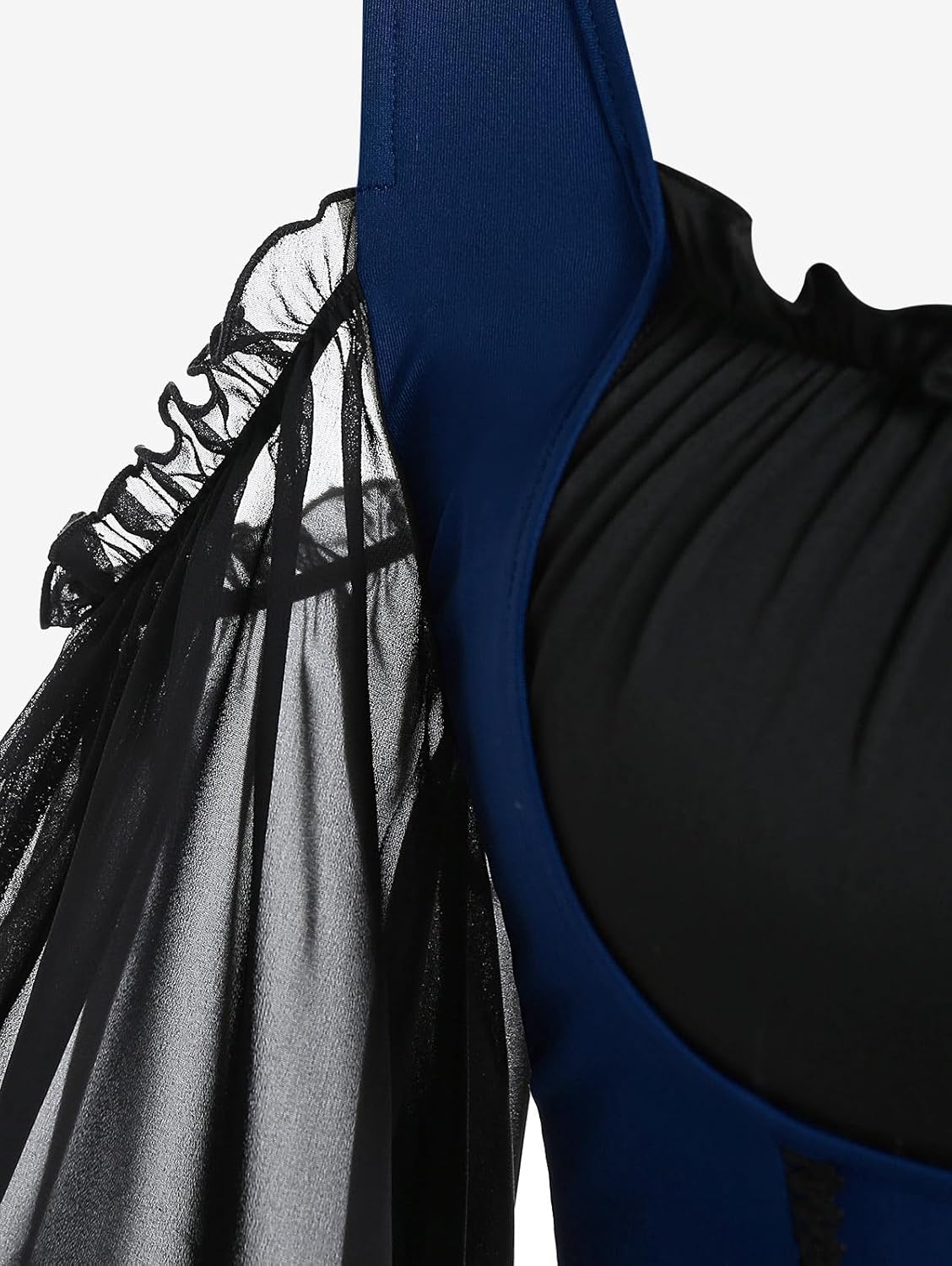 ROSE GAL Women Plus Size Punk Cold Shoulder Flare Sleeves Lace Gothic Dress - Image 2