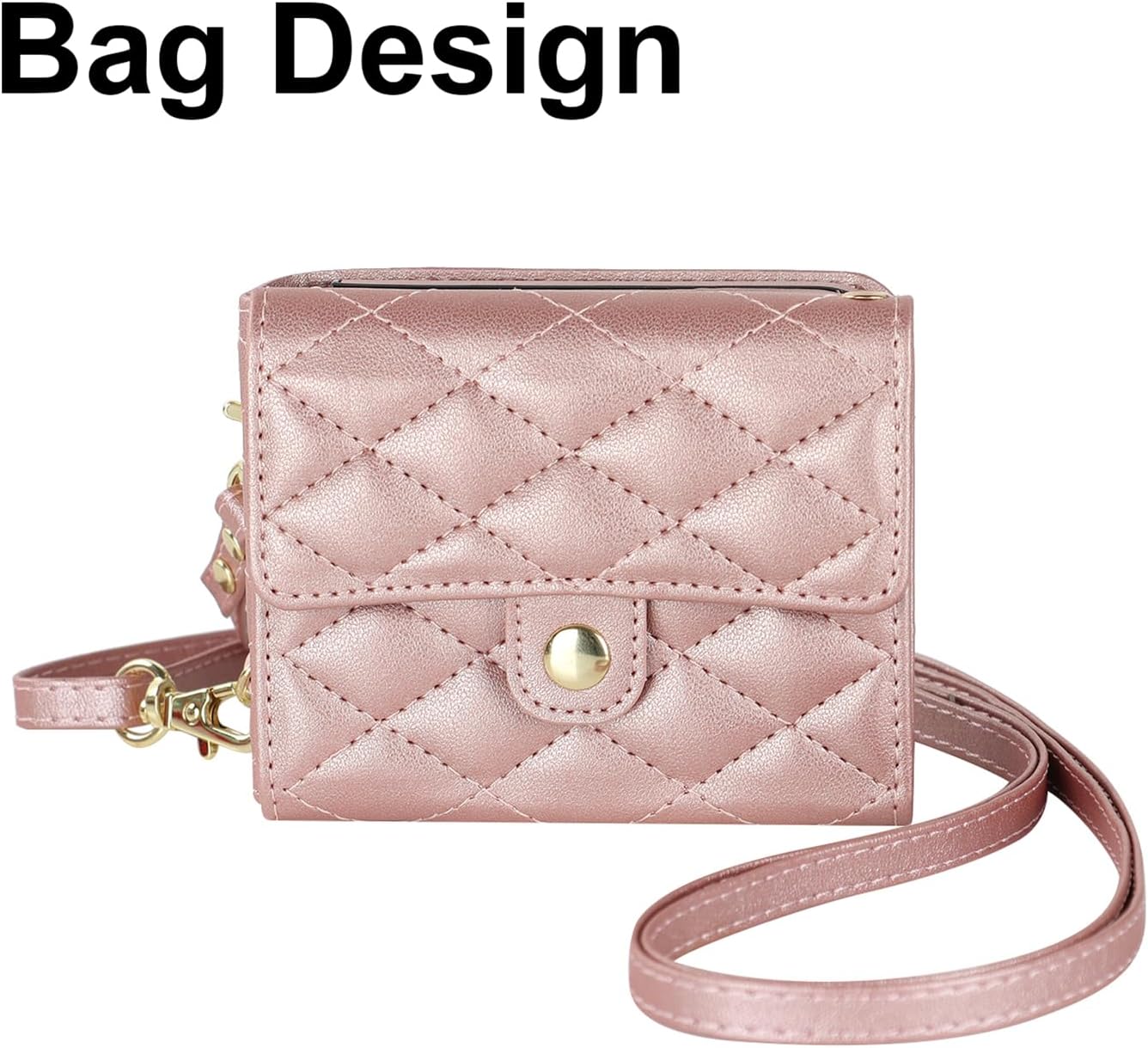 for Motorola Razr 2025 Wallet Case with Card Holder, PU Leather Crossbody Wallet Lanyard Shockproof Case for Motorola Razr 2025 (Rose Gold)