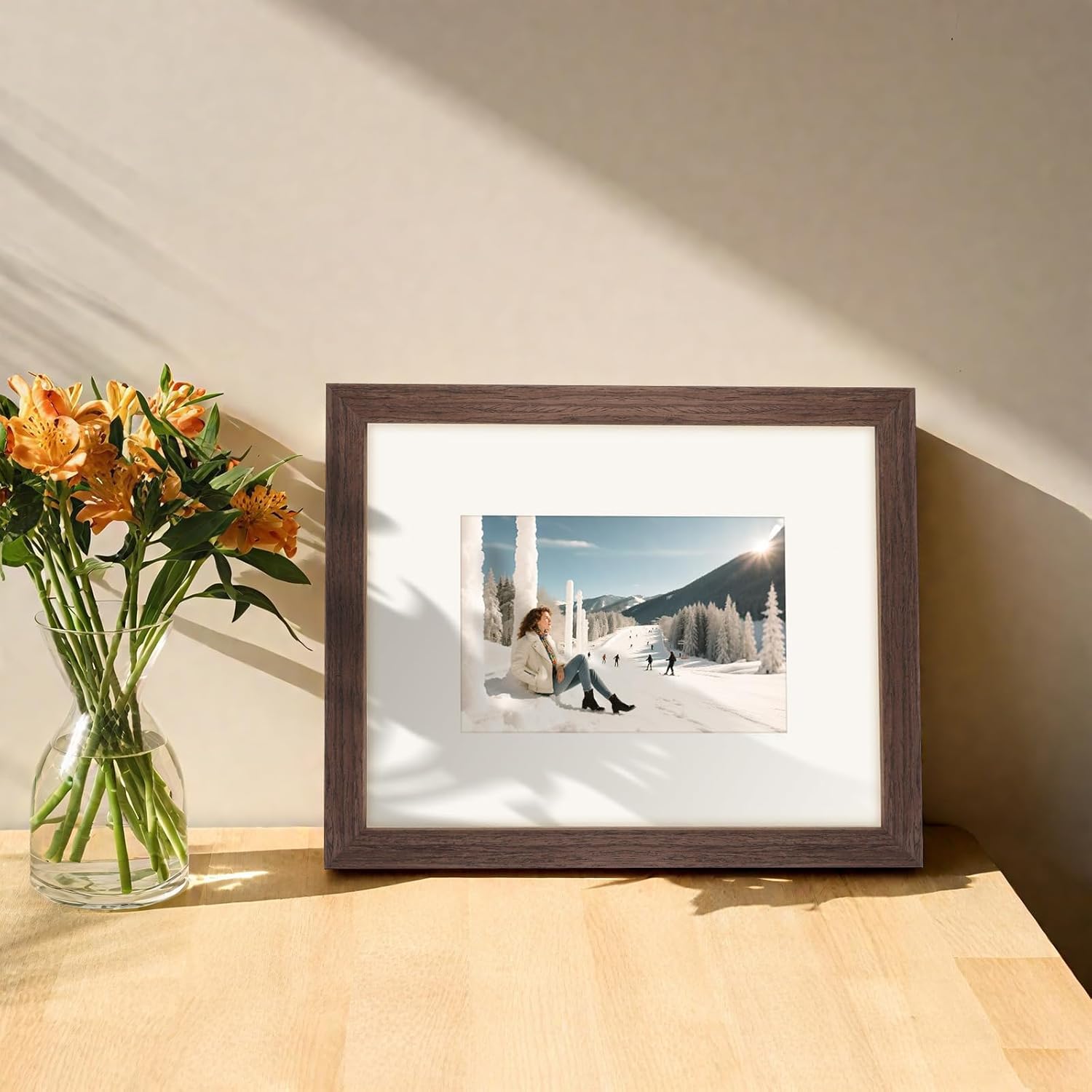 Picture Frames 8x10 2 Pack Made of Solid Wood Oak Brown for Wall Mounting and Tabletop Display - Image 4